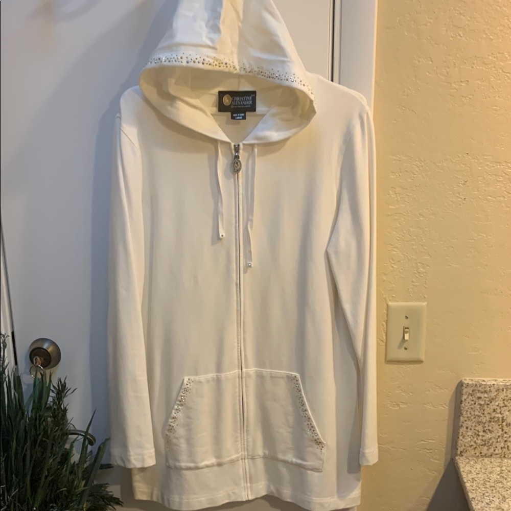 Christine Alexander White Tunic Long Sleeve Hoodie